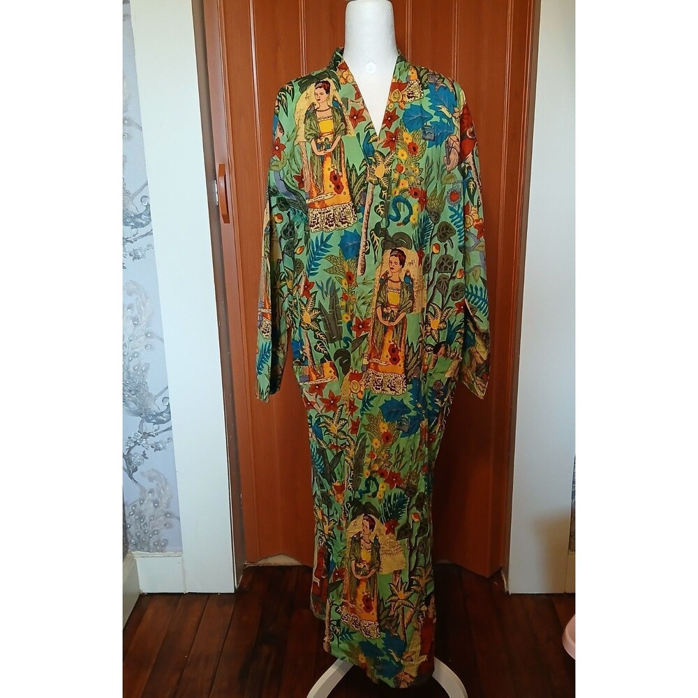 Craftluxe Kimono Robe Frida Kahlo Tropical Print 100% Cotton NWOT - Picture 1 of 16